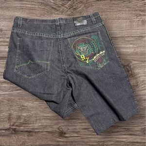 Vintage DNM Attitude Jeans Shorts Mens 46 Carpenter Jorts Black Baggy Y2K